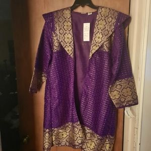 3 piece African style attire, dress, jacket hat. One size fits most. (sz 10-16)